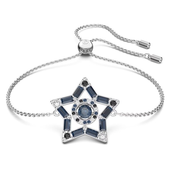 Swarovski Stella Star, Blue, Rhodium plated Adjustable‎ Bracelet #5622155 NIB - Picture 1 of 6